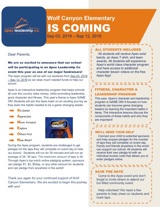 Wolf Canyon Elementary School Kickoff